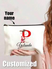 Custom Pink Butterfly & Floral Breast Cancer Awareness Makeup Bag, Lightweight Polyester Cosmetic Storage Pouch, Personalized Name Travel Toiletry Organizer - Multicolor - View 11