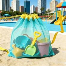 1pc New Beach Bag, Beach Tote, Water Play Mesh Bag, Beach Set, Outdoor Swimming Large Capacity Storage Bag - Multicolor - View 6