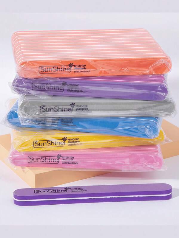 1/5/10/20/50pcs Rectangular Nail File Manicure Set 0.47 Inch Thick Gel Nail Sponge Nail File Washable Double-Sided 100/180 Grit Polishing File/Beauty Full Set Accessories Candle Perfume Bag Eyeliner Mirror Comb Letter Nail Polish Makeup Bag Manicure Makeup Brush