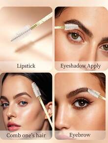 300/100/150/50/1pc Crystal Eyelash Brush Eyebrow Brush, Mascara Wand Eyelash Brush | Eyelash Extension Brush Head, Essential Eye Makeup Tool, Gold - Gold - View 5
