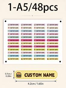 Custom Food Name Stickers, Personalized Label Set, Cute Cartoon Pen Stickers, Customizable Gift Labels, Customizable Planner Decoration, Birthday Gift, Personalized Stickers, Name Stickers, Gift For Family And Friends - Style B - View 9