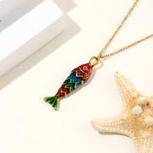 Collar con colgante de vida marina estilo bohemio de verano para mujer, joyería ligera de cuentas para playa, fiesta en la playa y uso diario, regalo - Multicolor - Ver 16