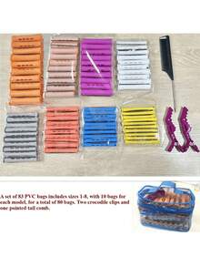10 Sets Permanent Hair Roller Set - Create Natural Waves And Curls With 8 Different Sizes - Perfect For DIY Hairstyles And Styling, Suitable For Long, Medium And Short Hair. Hair Salon Cold Perm Hair Rollers, Salon Perming Rollers With Caps, Plastic Rubber Perming Rods - Multicolor - View 10