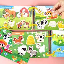 beartale 1套兒童互動忙碌書，適合幼兒/活動書 | 蒙特梭利感官閃卡 | 學習身體部位、情緒、食物、交通工具、農場動物和太空 | 學齡前教育玩具 | 適合男孩和女孩的旅行學習玩具 | 學用品和夏季/返校季禮物/返校、秋季 - 彩色 - 查看 4