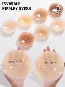 Plus Size Reusable Silicone Nipple Covers, Invisible Sweatproof Pasties For Swimsuits Wedding Dresses - Multicolor - View 1