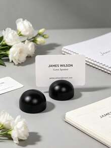 1pc/2pcs/5pcs Black Dome Business Card Holder, Minimalist Hemisphere Name Card Display Stand, Luxury Desktop Card Organizer For Office Desk, Conference, Meeting, Multipurpose Table Card Holder For Business Cards, Table Numbers & Thank You Notes - Black Semi-circle Business Card Holder - View 5