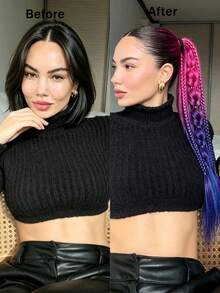 Trenzas de Burbuja Retorcidas de Colores Mixtos Hechas a Mano - Extensiones de Cabello Estilo Vacaciones para Mujeres, Versátiles para Todos los Tipos de Cabello 24 Pulgadas - Multicolor - Ver 4