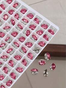 4Pcs Flashing K9 Rhinestone Nail Art Decor, Bottomless Crystal Ball Style, Clear White Pigeon Egg Diamond - Multicolor - View 13