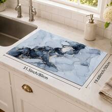 1pc Marble Pattern Diatomaceous Earth Kitchen Drain Mat, Quick-Drying Absorbent Non-Slip Coffee Machine Mat And Dish Drying Mat, Suitable For Kitchen Countertop And Dining Table - Multicolor - View 13