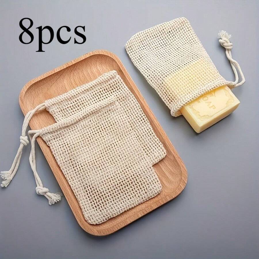 8pcs Soft Mesh Soap Storage Bags, Breathable Gentle Foaming Pouches, Suitable For Sensitive Skin, Travel And Home Bath Accessories - Multicolor - View 1