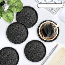 7/6/3/1pc/Set Thickened Solid Color Heat-Resistant Silicone Coasters With Storage Rack, Geometric Diamond & Round Design Non-Slip Drink Cup Mats, Suitable For Coffee Cups, Wine Glasses, Kitchen Dining Table Party Home Decor Accessories, Christmas Decoration - Multicolor - View 6