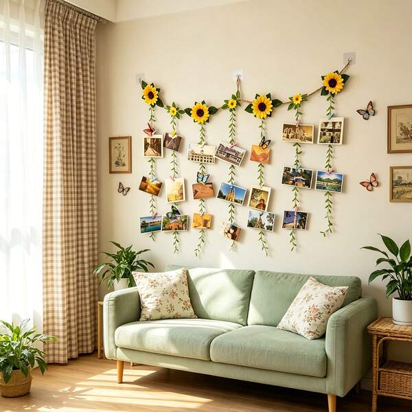 Parede de Fotos de Girassol Adequada para Decoração de Bottom de Casa