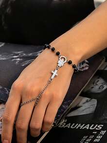1pc Gothic Style Metal Chain Cross Finger Chain, Suitable For Daily Wear, Gatherings And Parties Religious Jewelry - Multicolor - View 1