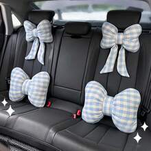 1PC Car Headrest And Lumbar Support, Plaid Bow Ribbon Seat Pillow, All-Season Goddess Lumbar Support Cushion - Multicolor - View 5