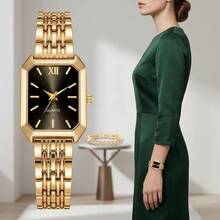 5pcs/Set Women's Square Quartz Watch Elegant Sparkling Rhinestone Jewelry Set, Suitable For Daily Wear, Birthday Gift For Girlfriend And Family - Black - View 6