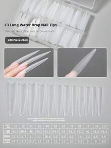 240Pcs Clear Full Cover Oval Cowboy Nail Tips Water Pipe Fake Nails Boxed False Nail Patches For Manicure - 彩色 - 查看 9