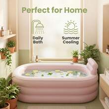 1pc Adult Inflatable Bathtub: Foldable Portable Home Bathtub With Comfortable Backrest, Thickened Durable Material, Easy To Store And Quick Installation, Space-Saving Design, Suitable For Relaxing Soaking In The Bathroom - Inflatable Bathtub - View 5