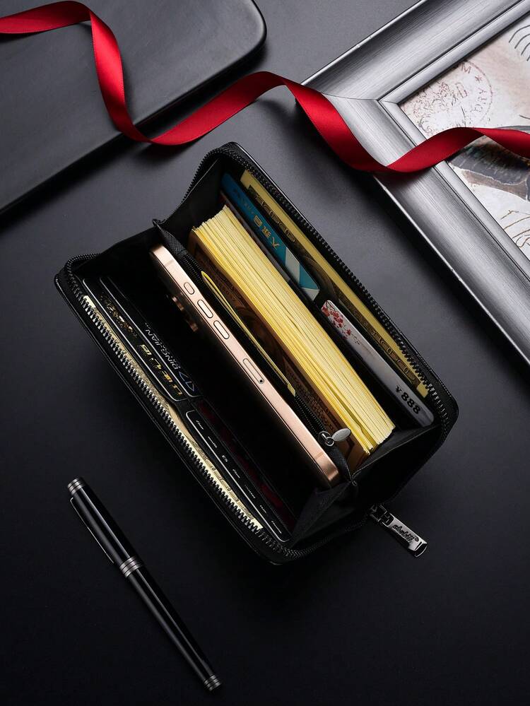 SHABILI Korean Style Men's Long Wallet Fashion Large Capacity Multi-Card Slot Clutch Bag Handbag Casual Men's Wallet - Black - View 2
