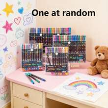 96/72/48/24 Colors Dual-Tip Glitter Pens With Quick-Dry Ink - Fine Tip, Tip To Barrel, Suitable For Scrapbooking, Card Making, Journaling, 24 Colors Dual-Tip Drawing Pens - Glitter Marker Set, Suitable For S, Artists And Supplies Random, Markers, Highlighters, Student Highlighters, Highlighters, Student Supplies, Student Essentials, Back To School Basic Supplies, Colored Markers, Student Stationery. - Rectangle - View 20
