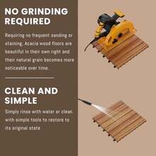 Acacia Wood Deck Tiles, 12" X 12" Interlocking Outdoor Flooring For Patio, Balcony, Garden And Backyard, Durable Natural Wood Floor Tiles For Deck, Porch And Poolside Decor - Soil - View 5