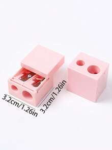 1pc Dual Hole Square Cosmetic Pencil Sharpener, Eyebrow Pencil Sharpener, Portable Pencil Sharpener, Gift, Travel, Cheap Good Stuff, Travel Essentials - Multicolor - View 3