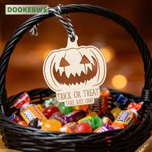 1pc Halloween Candy Basket Tag, Engraved With "TRICK OR TREAT TAKE JUST ONE", Suitable For Outdoor / Indoor Use, Party Decoration, Halloween Decoration - View 5