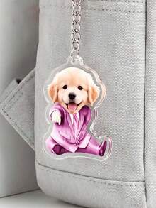 Customized Purple Acrylic Pet Keychain Set, Personalized Cute Pet Keychain, Can Be Used As Packaging Decoration, Suitable As Birthday Gift For Dog Lovers - Multicolor - View 6