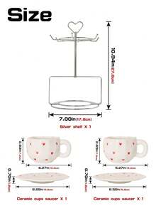 1pc Set Personalized Coffee Cup And Saucer, Small Heart Ceramic Cup And Saucer, Suitable For Club, Home, Cafe Use, Leisure Afternoon Tea - Multicolor - View 10