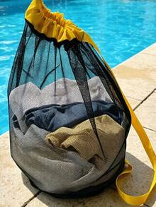 1pc Mesh Beach Bag, Shell Series With Zipper And Adjustable Shoulder Strap, Cute Beach Tote Bag, Suitable For Collecting Shells, Beach Toys And Swimming Gear, Toy Storage Organizer Bag, Cruise Travel Essential, Camping Beach Necessity - A - View 6