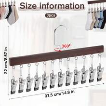 2pcs Closet Storage Hangers With 12 Clips, Space-Saving Leggings Rack, 360° Rotating Metal Clips With Silicone Lining, Suitable For Skirts, Socks, Bras, Shorts, Underwear, Ties - Multicolor - View 5