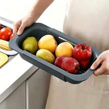 An Integrated And Extendable Water Basin Draining Basket, Suitable For Use In The Kitchen. It Can Be Folded And Retracted, Making It Convenient For Storage And Cleaning. - Collapsible Drain Basket/50*20CM/Color Random - View 8