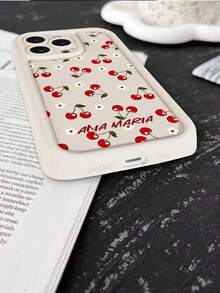 1 Personalized Pure White Cherry Pattern Anti Fall All Inclusive Phone Case Soft Shell Compatible With IPhone 11/12/13/14/15/16 Plus/16 Pro/16 Pro Max/S26/S26 Ultra/S25/S25 Ultra/S25 Plus/S23/S24/ 9 Pro XL/ 8/9/10a The Model Is Suitable As A Gift For Friends - White - View 7