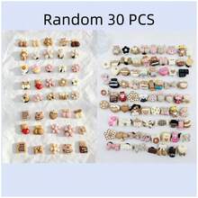 30pcs Cartoon Resin Brown Tone Bear & Flower Random Pattern Clog Shoe Charms Set - Multicolor - View 12