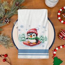 2/4/48pcs Christmas Series Ski Penguin Pattern Printed Kitchen Towels - Super Soft, Highly Absorbent Polyester Dish And Hand Towels, Perfect For Holiday Decor, Kitchen Decor, Party Decor - Multicolor - View 8