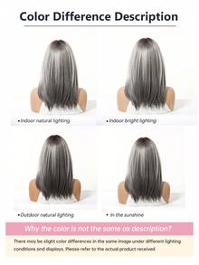 Topshe Ava WIGS 18英吋黑棕色長層次瀏海假髮，柔軟易打理合成纖維髮，適合女性日常配戴、上班、度假，亦適合作為萬聖節、聖誕節女性禮物 - 灰色 - 查看 10