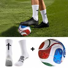 1 Set Football Sports Equipment, Standard Size 5 2026 Football, Laminated Training Ball And Grip Socks, Fashionable Matching, Professional Sports Gear - Multicolor - View 2
