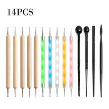 14Pcs Dotting & Indentation Tools Set Double Ended Stainless Steel For Clay Nail Art Rock Painting Artists Hobbyists - Multicolor - View 7
