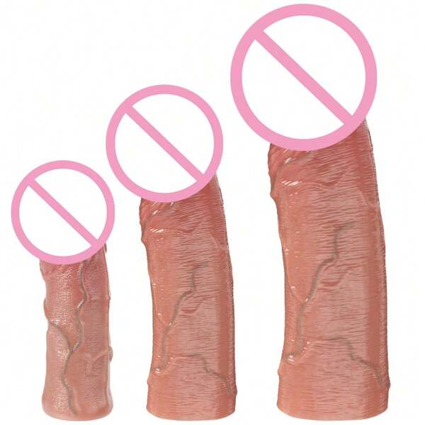 Penis Sleeve Pennis Extender With 3PCS, Cock Sleeve Couples Sex Toy For Men, Reusable Realistic Penis Extender, Cock Ring Time Soft Silicone, Adult Sex Toys & Games Elastic Penis Ring To Enlarge Long