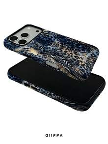 GIIPPA 1件 藍色豹紋、斑馬紋、虎紋拼接設計手機殼，適用於 Phone 17 Pro Max，相容 Phone 16 Pro Max、15 Pro Max、14 Pro Max、11/12/13/14/15/75 Pro Max Plus，韓式高端時尚趣味優雅設計，男女皆宜，聖誕節、情人節、復活節、婚禮季和生日送女友的完美禮物！ - 藍色 - 查看 4