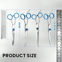 JIASLING 5pcs/7pcs Professional Pet Grooming Scissors Set, Stainless Steel Round Tip Dog Cat Hair Cutting Thinning Shears Kit With Comb & Leather Case - View 3