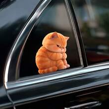 10/6/5/3/2/1pc Cute Grumpy Orange Tabby Cat Stickers Kawaii Ginger Kitten Removable PVC Funny Animal Decals For Car Window Bedroom Luggage Rome Auto Decor Fall Bathroom Decor Halloween Wall Decor - A - View 3