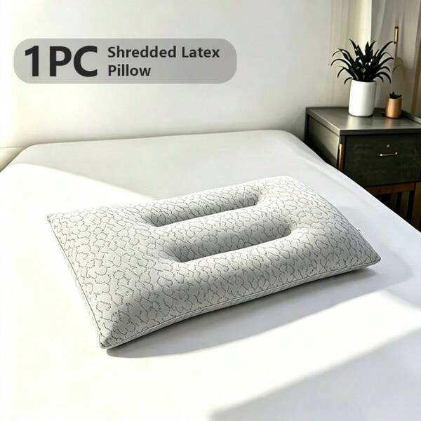 1pc Thai Natural Shredded Latex Pillow With Pillowcase, Shredded Latex Filling, Breathable & Cool, Soft & Comfortable, Portable Travel Pillow, Perfect Fit For Neck & Shoulder