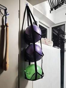Ball Storage Hanging Bag, Wall-Mounted Door-Mounted Ball Storage Rack, Open Sports Equipment Storage Bag - Multicolor - View 8