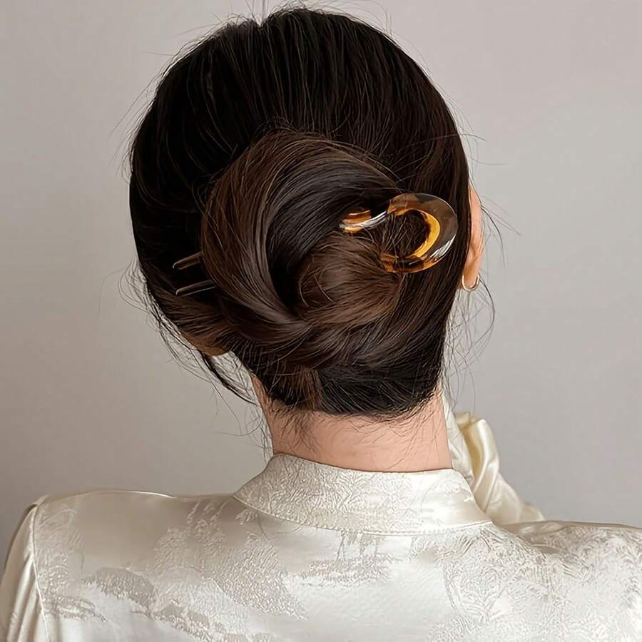 Set 3 Buah Jepit Rambut Bentuk U Gelombang Prancis – Jepit Rambut Akrilik untuk Sanggul; Jepit Rambut Anti Selip untuk Rambut Tebal dan Tipis - MultiWarna - View 1