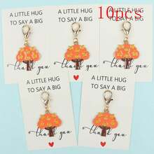 5pcs/10pcs Autumn Maple Leaf Enamel Keychain, "A Little Hug To Say A Big Thank You" Card, Fall Pocket Hug Appreciation Gift For Teachers & Coworkers - Multicolor - View 7