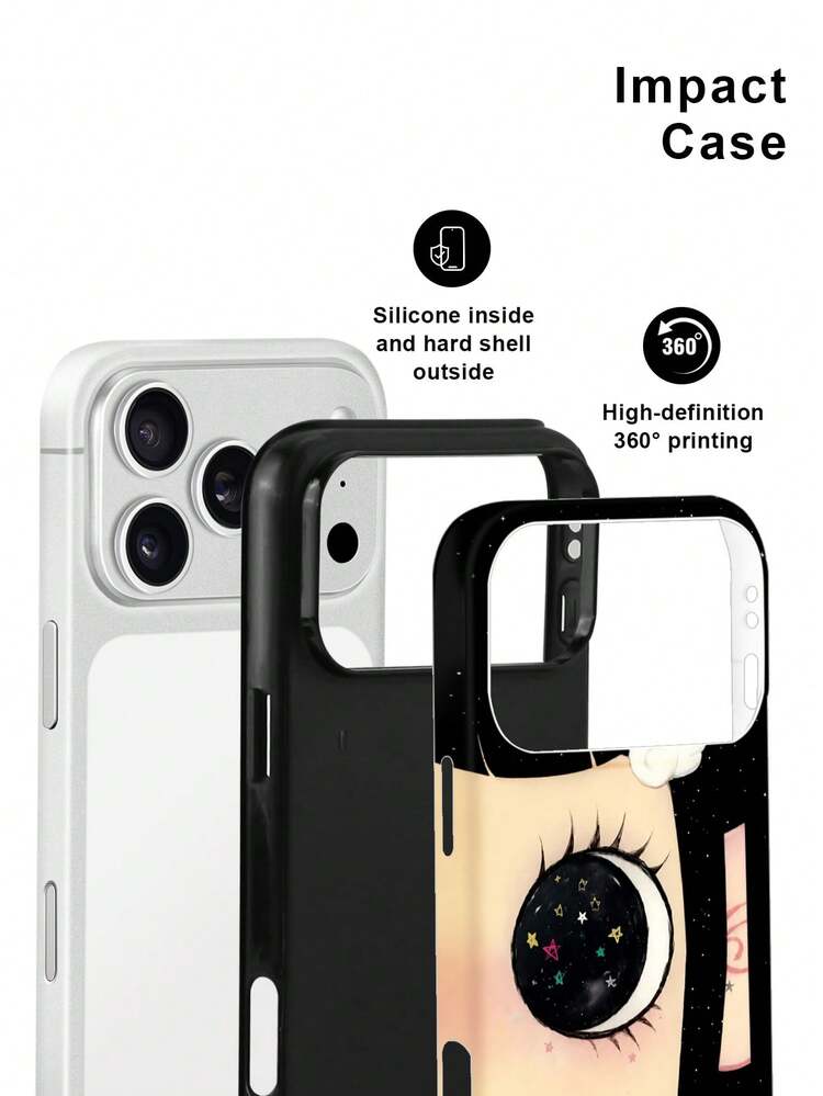 Koolife Girls Theme Phone Case, Smooth Hard Shell Design, TPU And Printed Material, Scratch-Resistant Durable Shock-Absorbing, Compatible With IPhone 11, 12, 13, 14, 15, 16, 17/18 Series (Including Pro And Pro Max Versions) - Black - View 2