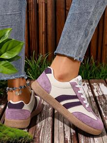 NOBLEARL 1 Pair Casual Sneakers, Lace-Up Soft Sole Comfortable Student Shoes, Versatile - Purple - View 5