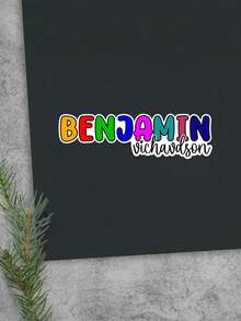 Bubble Gradient Font Customized Name Stickers, Bold Print + Handwritten Cursive Dual Font Personalized Self-Adhesive Waterproof Vinyl Labels, Multiple Macaron Color Styles Text Customization Stickers, No-Residue Removable Labels, Suitable For Water Bottles, Laptops, Tumblers, Journals, Backpacks, Anti-Loss Marking And Handmade DIY Decoration - Multicolor - View 18