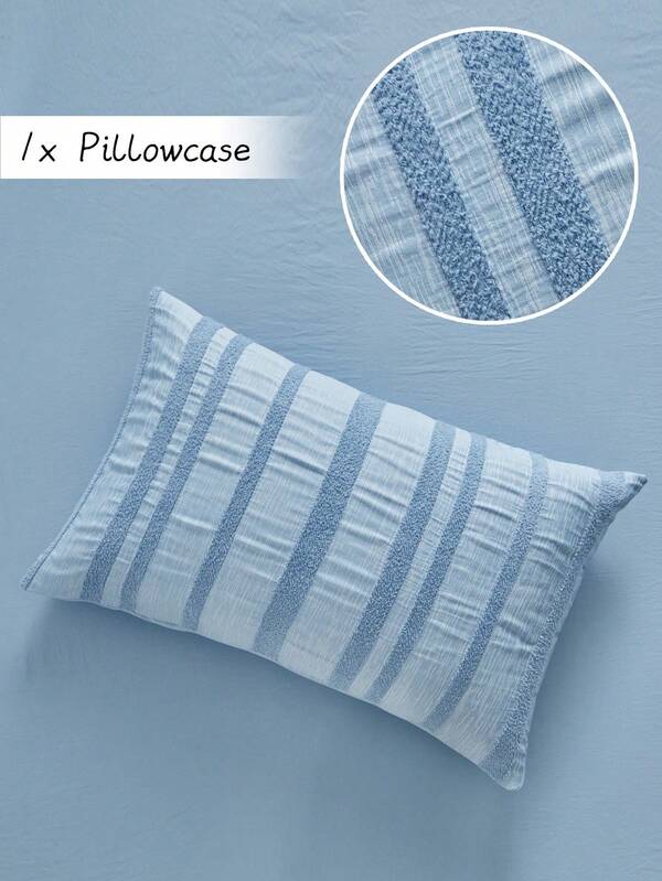 1pc Blue Vertical Stripe Pillowcase, Modern Textured Decorative Throw Pillow Cover For Sofa, Suitable For All Seasons, No Filling
