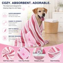 1pc Pet Pocket Absorbent Towel, Thickened Quick-Dry Bath Towel - High Absorbency, Soft Skin-Friendly, Pocket Design, Machine Washable, Hangable Storage - Suitable For Dog And Cat Bathing, Post-Rain Drying, Outdoor Water Play - Multicolor - View 9